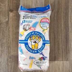 VTG 1992 Fruit Of The Loom Toddler Boys 2T/3T Briefs 3-Pack Cotton Made In‎ USA